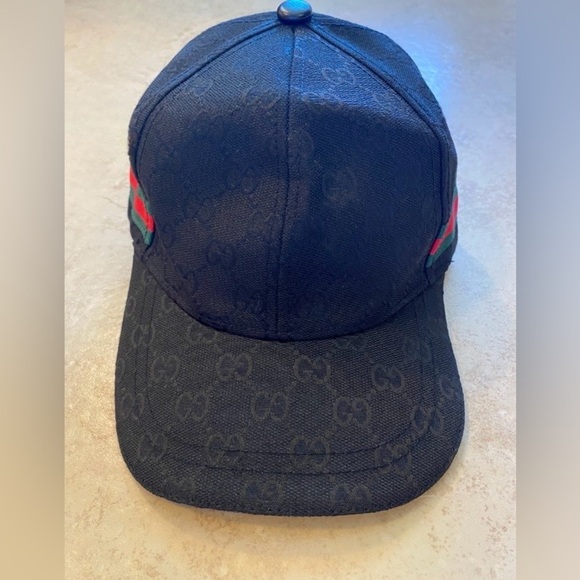 Gucci Black Logo Pattern Ball Cap Hat main image 6